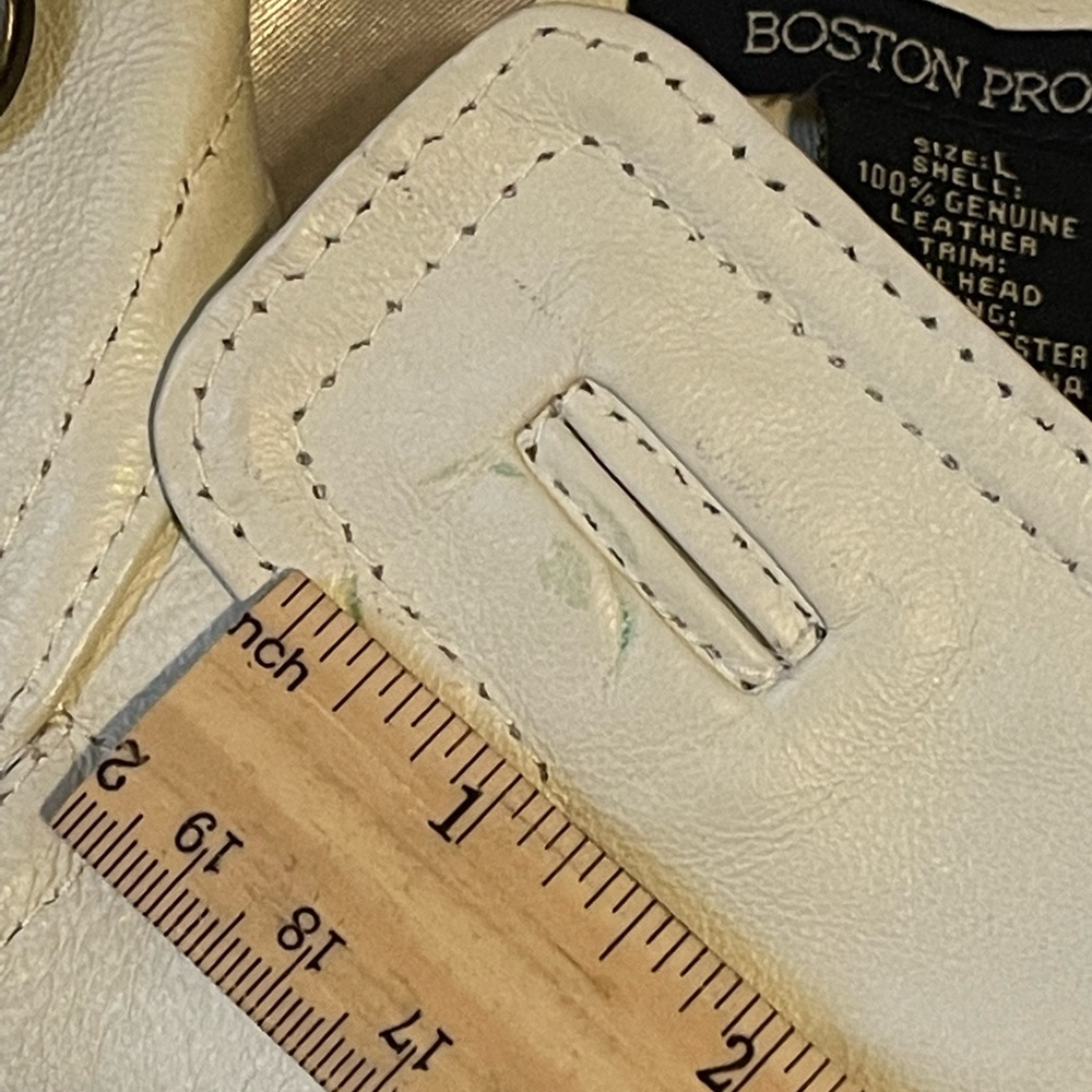 BOSTON PROPER WHITE LEATHER MOTO JACKET WITH STUDS SIZE LARGE - Picture 10 of 11